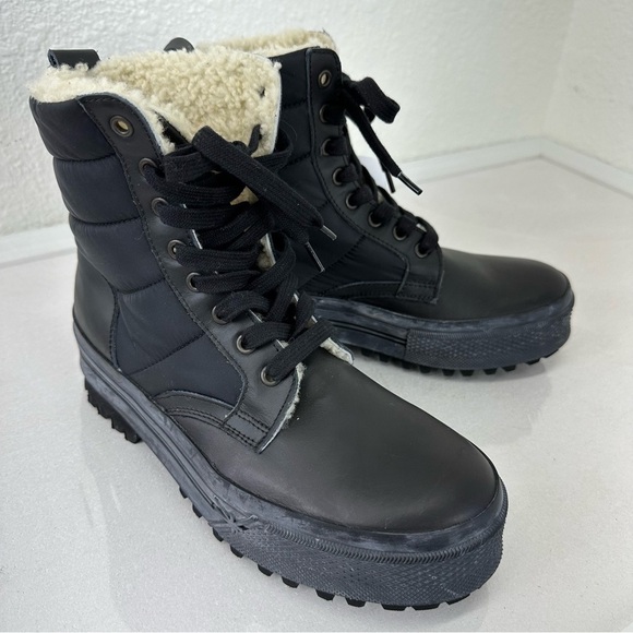 Ross & Snow Women's Black Commando Puff  Zip winter Boot Handcrafted Italy - Picture 1 of 12